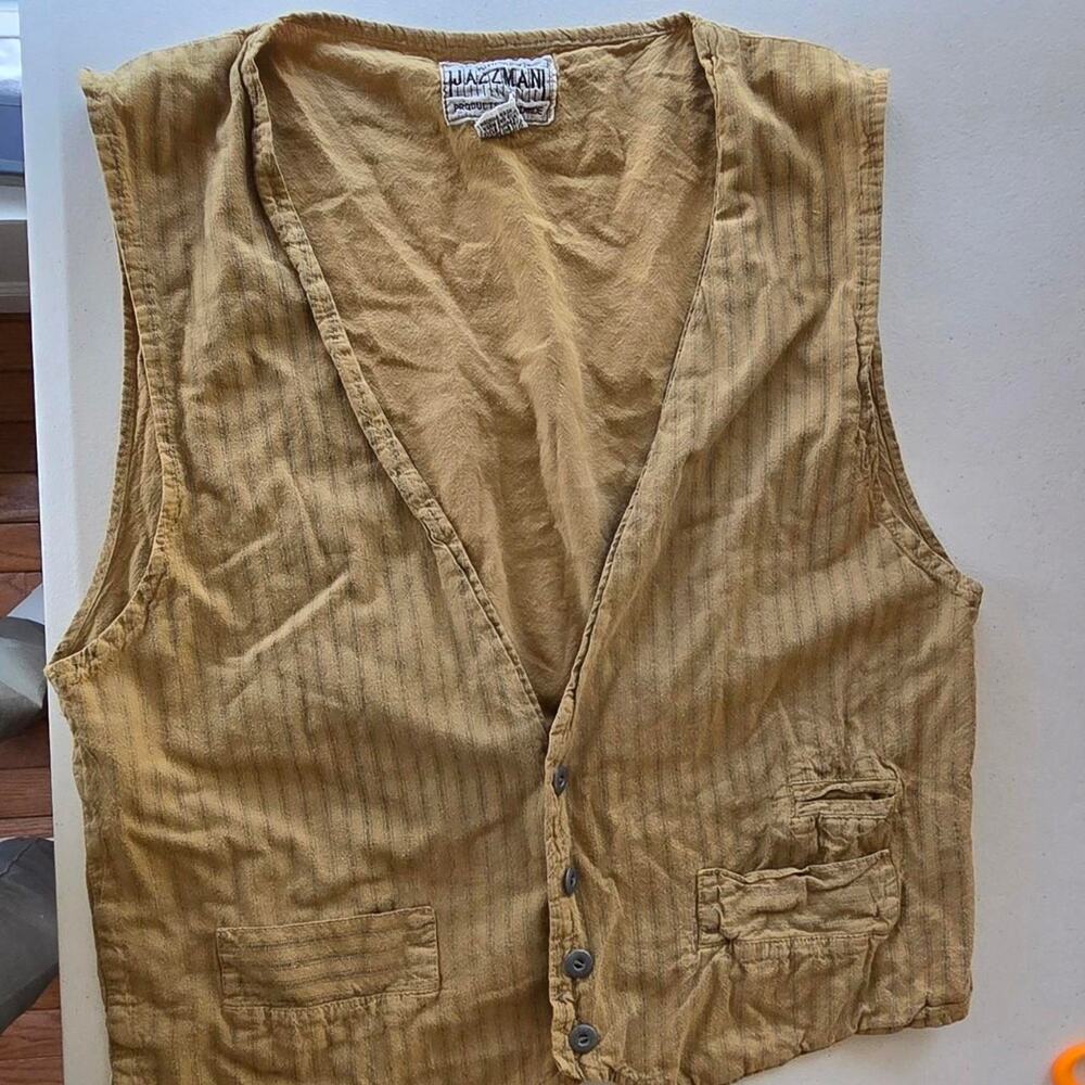 Vintage 90s mens tan vest medium